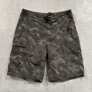 Simms Solar Flex Swim Shorts Men's 32 Camo Hiking Green Beach Summer